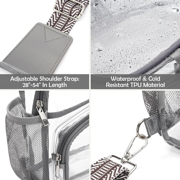 Clear Stadium Bag Unisex Large Capacity Waterproof TPU Crossbody - Picture 8 of 8